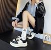 Fashion High Quality 6CM Newest Light Thick-Soled White Shoes Woman Spring Lace-Up Casual Sneakers Genuine Leather Vulcanized Shoes