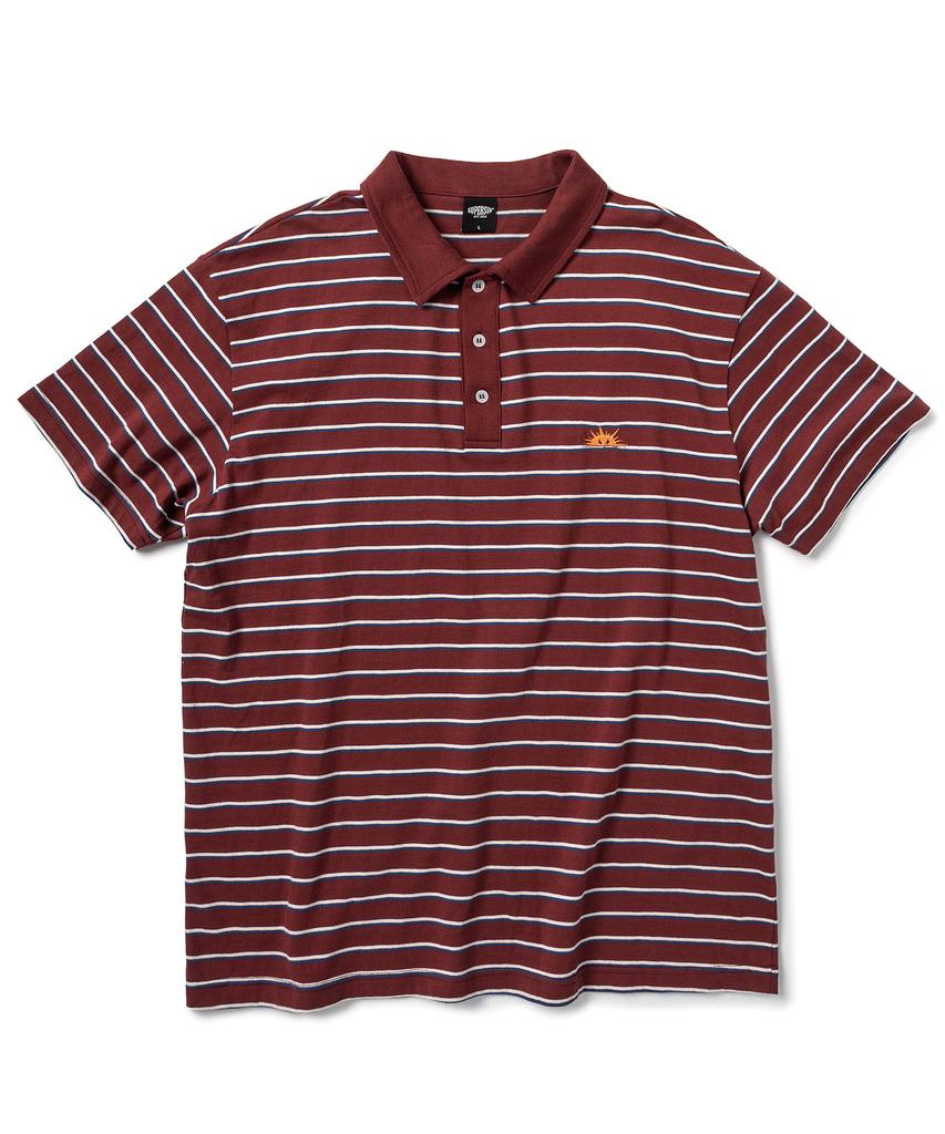 SUPERSUB Haengsiki Gestreept Polo T-shirt met Korte Mouwen - Bordeauxrood