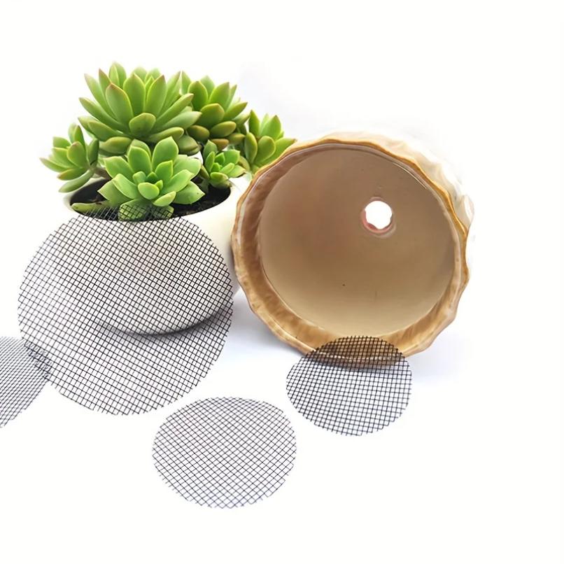 50pcs Round Mesh Drainage Screens for Flower Pots, Prevent Soil Loss, Ideal for Bonsai Gardening, Gasket, Plant Drainage Screens