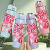 1PC 617 Glitter Birthday Number Print 750ml Color Plastic Sports Water Bottle Leakproof Flip Straw Lid Suitable for Sports Office Home Use