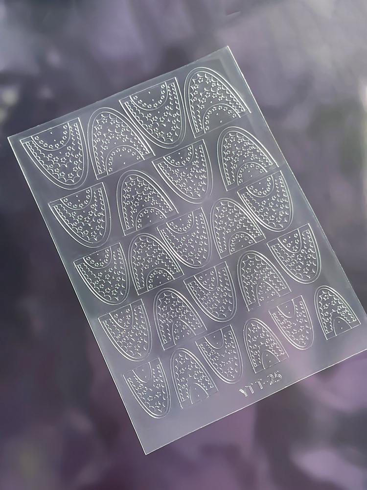 Lace Hollow-out French Nail Art Decals - Solid Color, Transparent Design