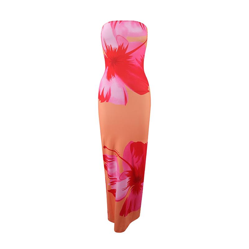 European Style 2026 Elegant Strapless Slim Fit Long Beach Dress