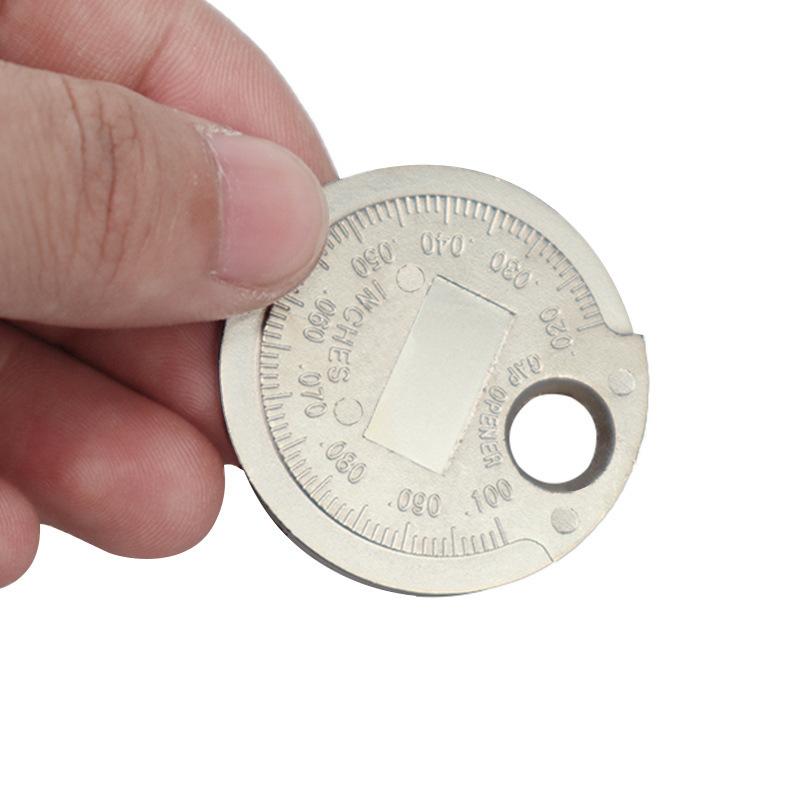 

Монетный тип 0,6-2,4 мм 0,02-0,10 дюйма Инструмент для измерения зазора свечи зажигания Диапазон Калибр для свечи зажигания Измерительный инструмент серебряный