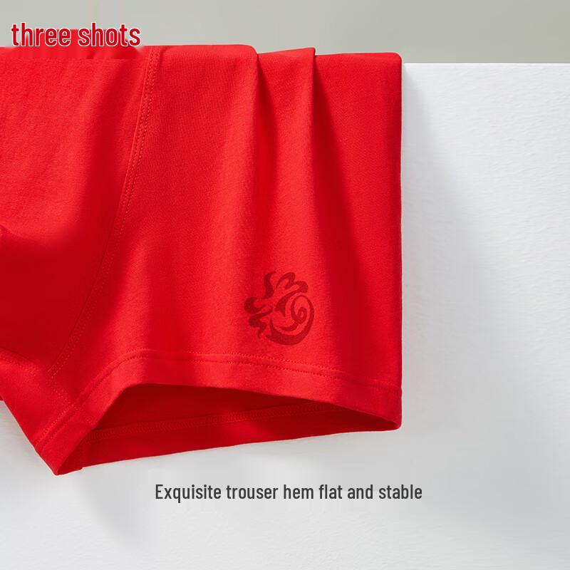 ThreeGun Men's Lucky Red Cotton Antibacterial Boxer Briefs 3-Pack Gift Set