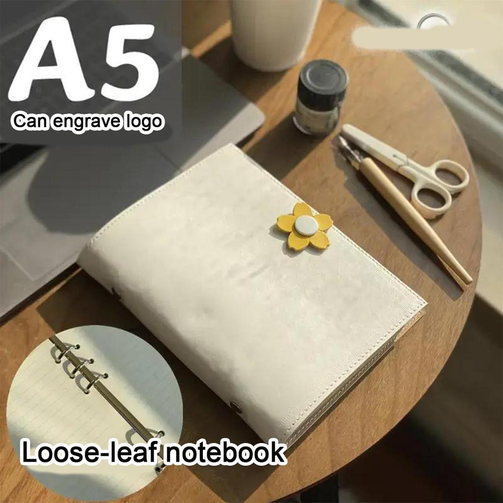 A5 travel diary, girls' leather notebook, student notebook, memo, 90 sheets, 180 pages, replaceable inner pages