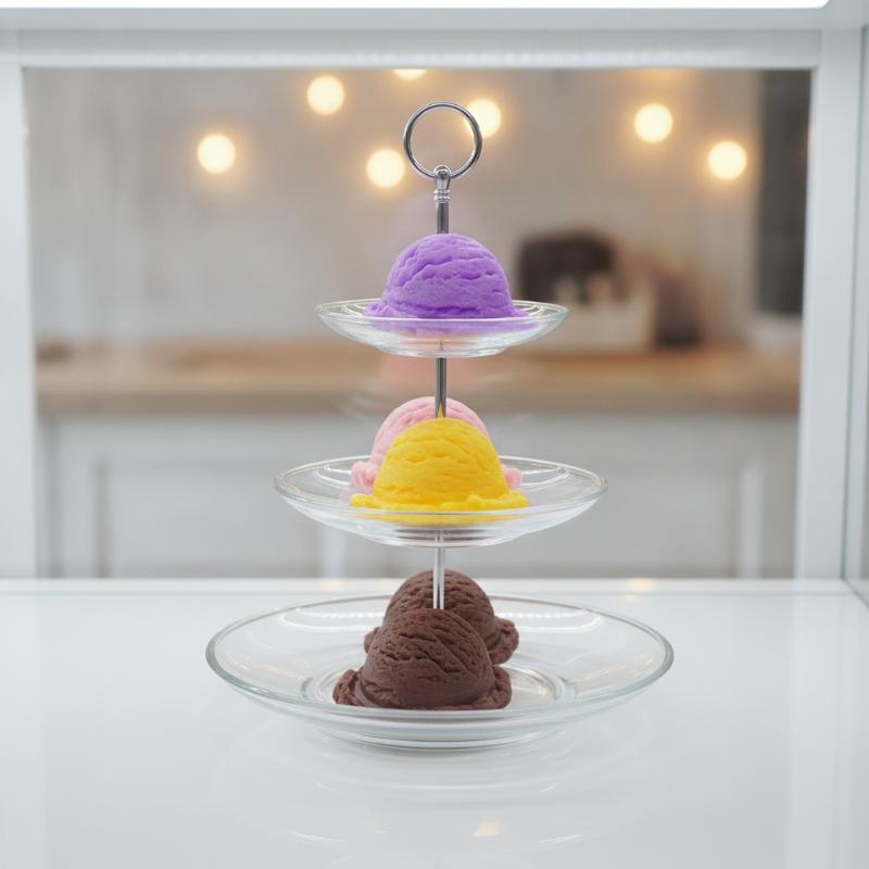 Simulation Ice Cream Ball Model Waterproof Lifelike Fake Sweet Cone Ornament for Window Display Home Kitchen Decor Photo Props