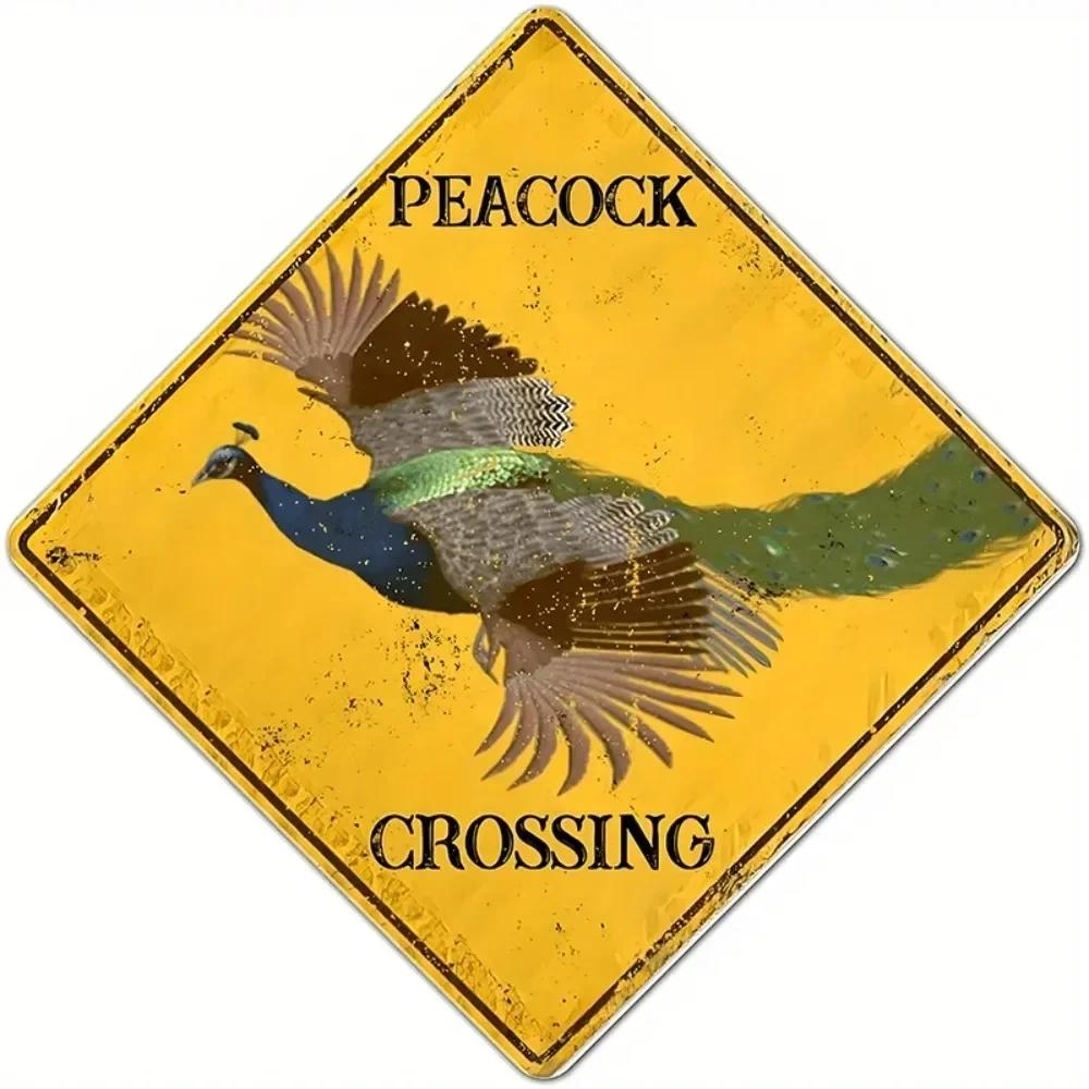 Vincy Metal Rooster Crossing Vintage Aluminum Tin Sign X Inch Weatherproof Wall Decor for Man Cave Garden Home