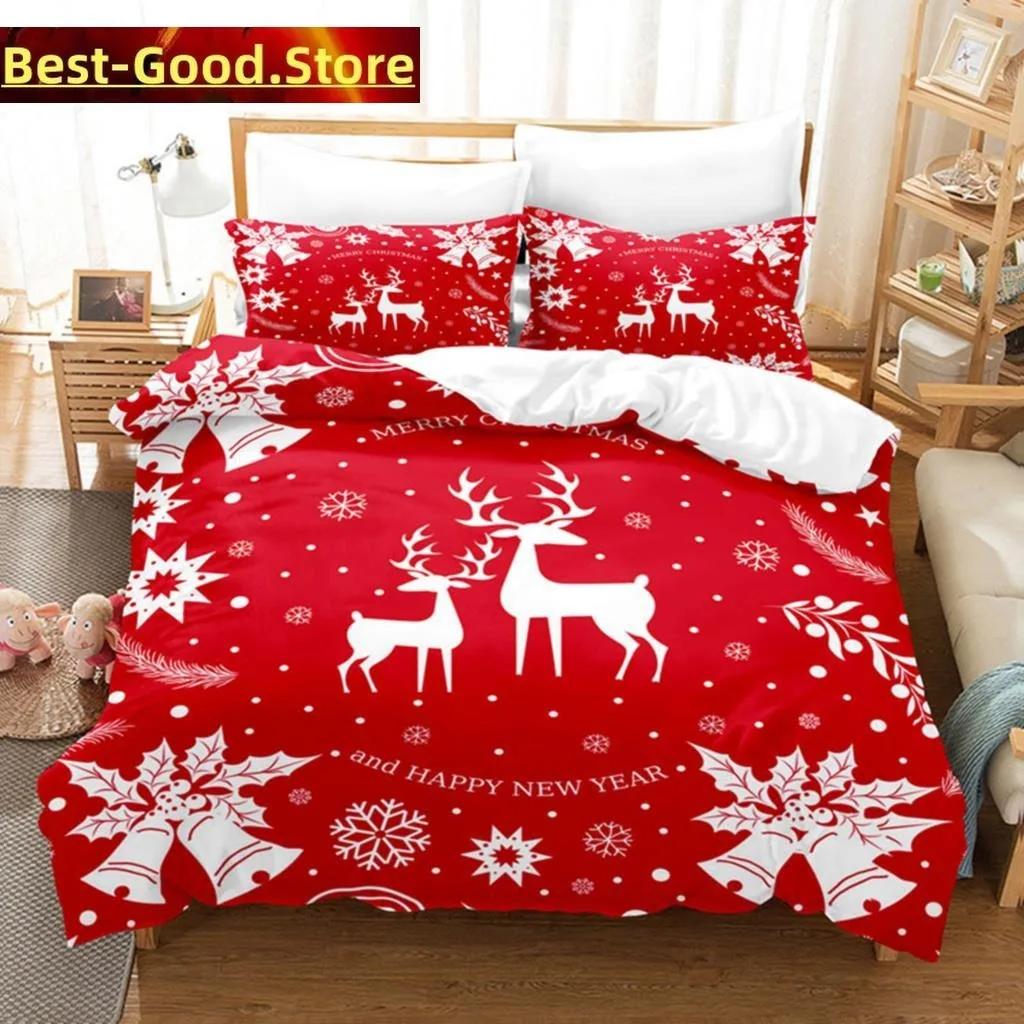 3D Christmas Quilt Cover Bedding Set Duvet Comforter Pillow Case Bed Linens Twin Queen King Double Full Single Bedroom