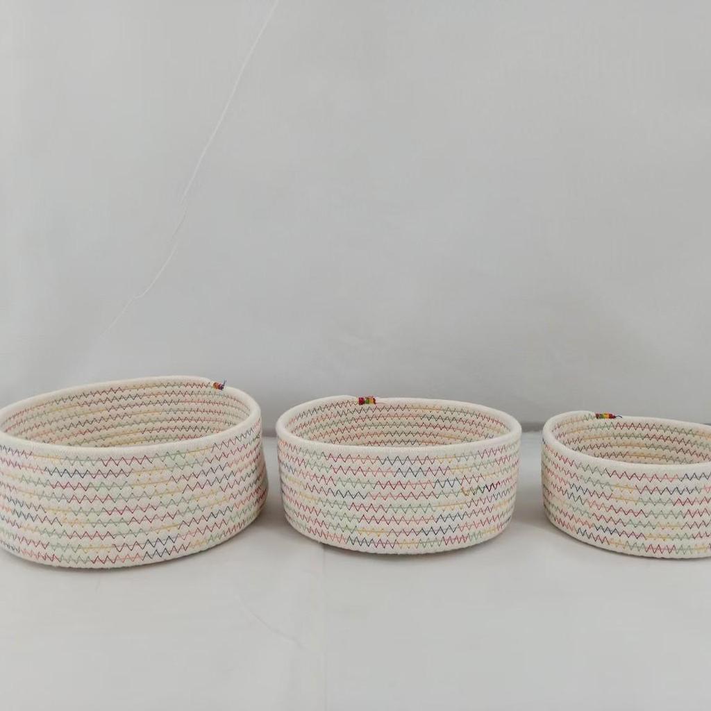 Handmade Cotton Rope Storage Basket for Desktop Sundries, Cosmetics, Snacks, and Entrance Organization