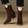 Fashion 2024 New Autumn Winter Genuine Leather Women Boots Fashion Pointed Toe Chelsea Boots Chunky High Heels Women Shoes Ankle Boots