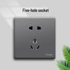 STOSIBN Gray 5-Hole Wall Socket with Switch Panel
