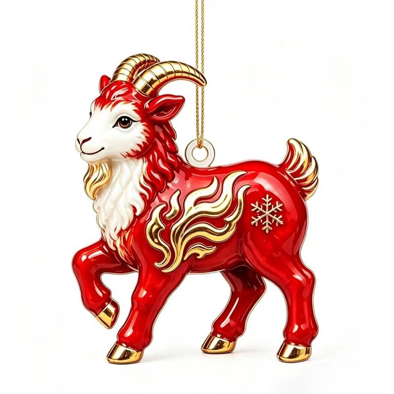 Christmas Lamb Acrylic Hanging Ornament 1PC Flat Cute Sheep Pendant for Xmas Tree Home Winter Holiday Party Decoration