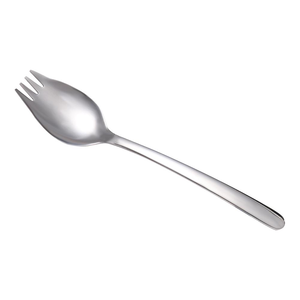 Cream Fruit Stainless Steel Reusable Outdoor Long Handle Spork Salad Forks Flatware Dessert Spoons