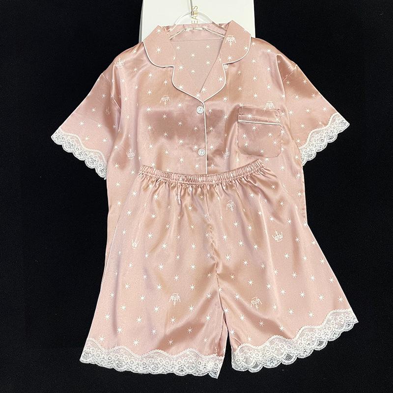 Summer Sweet And Gentle Pink Short Sleeve Shorts Pajamas Ladies Wind Suit Loungewear