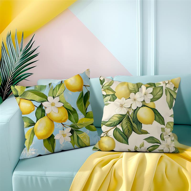 Summer Lemon Pattern Decorative Cushions Pillowcase Polyester Cushion Cover Throw Pillow Sofa Decoration Pillowcover Home Decor