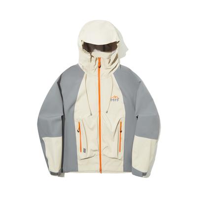 Loose Fit Zip-Up Hooded Jacket Women Jackets Oatmeal-Gray Shadow-Gray AEMU020-1