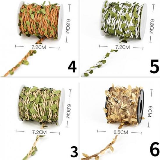 10m DIY Knit Hemp Rope Ribbon Cord 3D Leaf Woven Sold By The Roll for Hat Craft