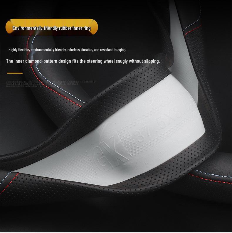 Genuine Leather Steering Wheel Cover for 2021 XPeng P7/G3/P5, Ultra-Thin, All-Season.