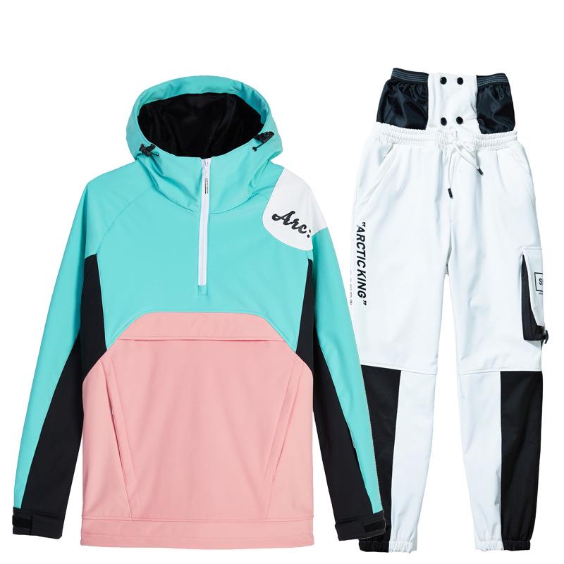 

Unisex Winter Ski Suit: Windproof, Waterproof, Warm Double Board Snowboard Hoodie Set L Top + L Pants