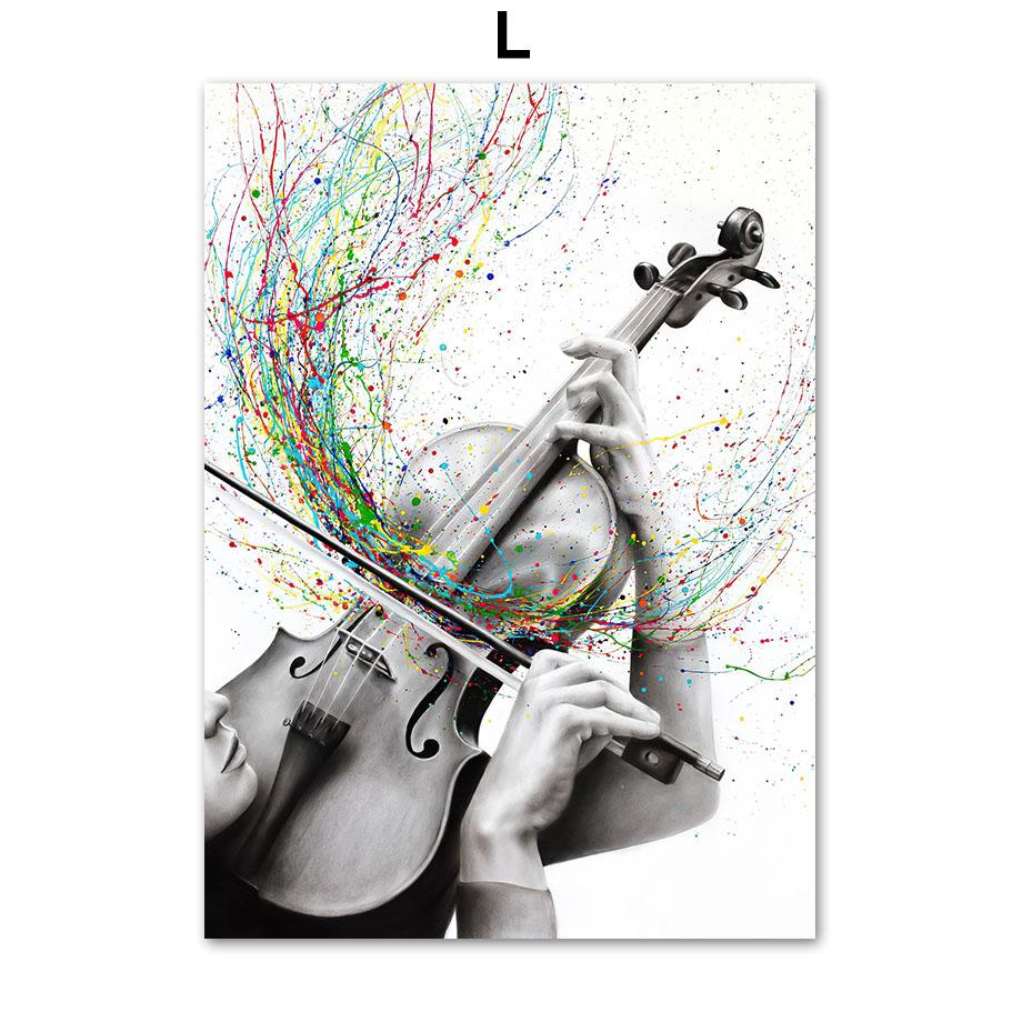 Gitary Pianino Perkusja Skrzypce Trąbka Gramofon Sztuka Ścienna Płótno Malarstwo Nordyckie Plakaty I Wydruki Obrazy Do Wystroju Salonu