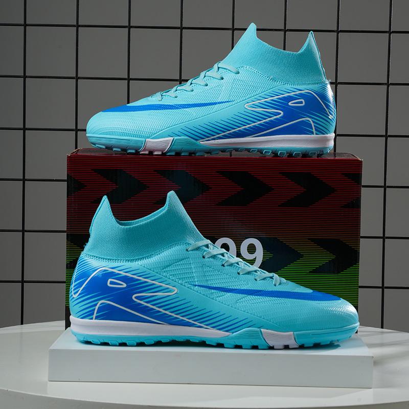 Help European Cup fly-woven football shoes men's high-top TF broken nails grass training shoes