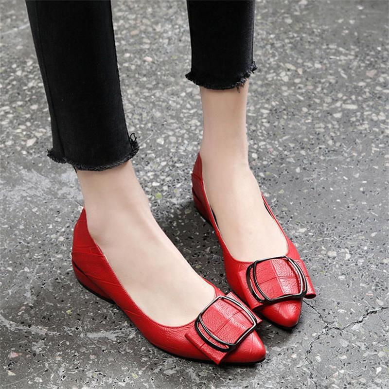 Summer flat-soled single shoes women's soft leather low-heeled small leather shoes light mouth thick heel pointed new fashion versatile work shoes wom