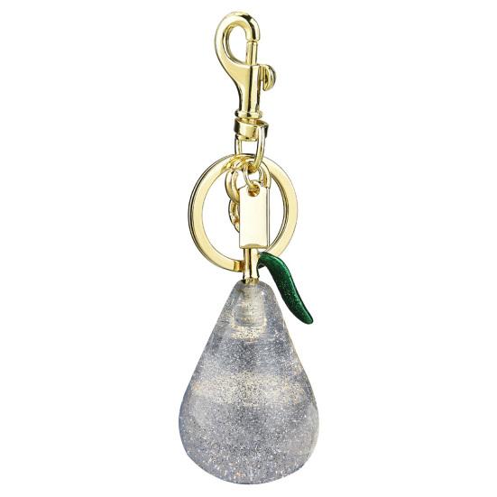 

Keychain Pendant Glossy Glitter Resin Pear Shape Enamel Leaves Design Key Chain with Anti-Oxidation білий