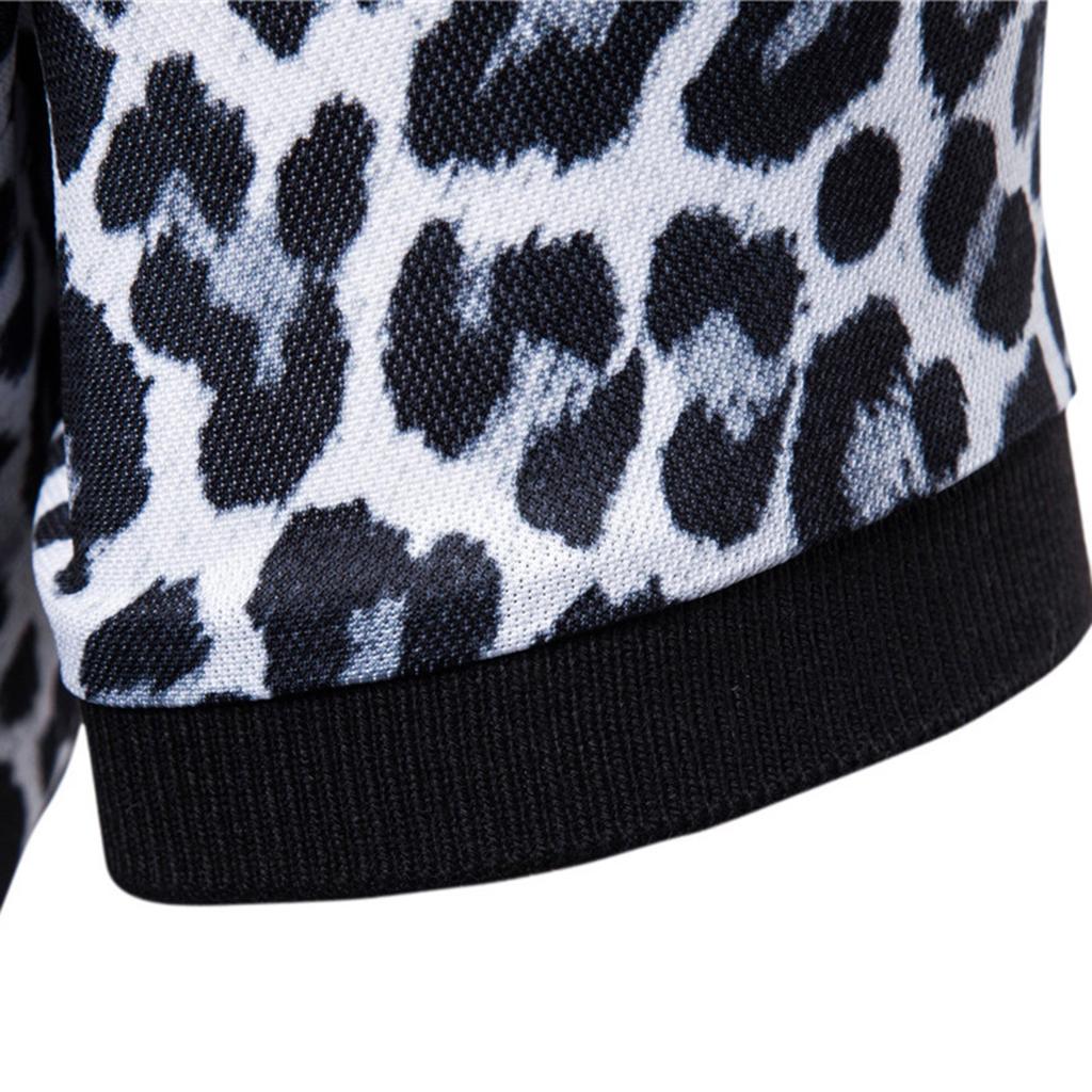 Men's Summer Fashion Leopard Print Casual Short Sleeve T-shirt Men
