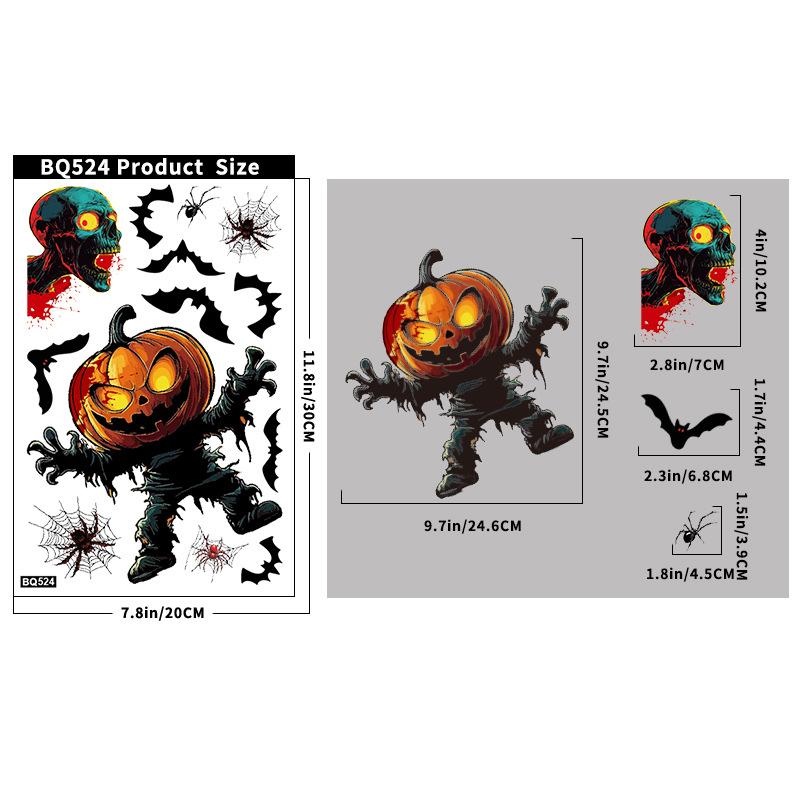 Death Scythe Terror Bat Ghost Static Electricity Stickers Halloween Decorations Creative Pumpkin Reaper Glass Stickers