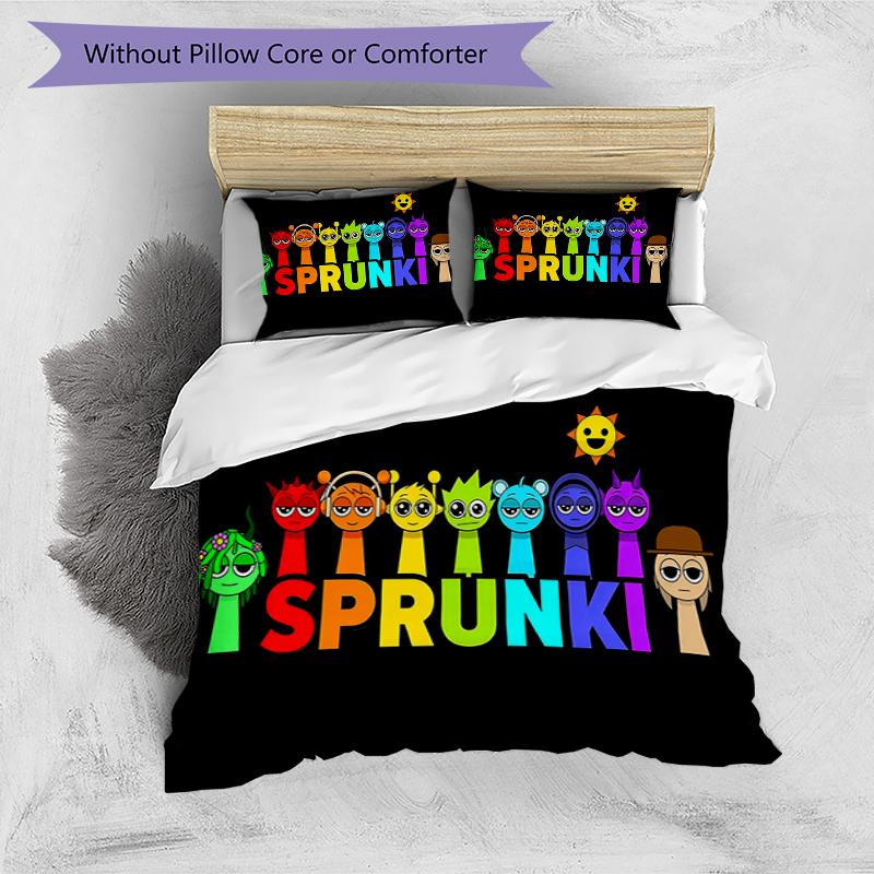 3pcs SPRUNKI3 Design Cover Set - HD Printed Bedding with 1 Cover and 2 Pillowcases - Perfect for Home and Dorm Decor