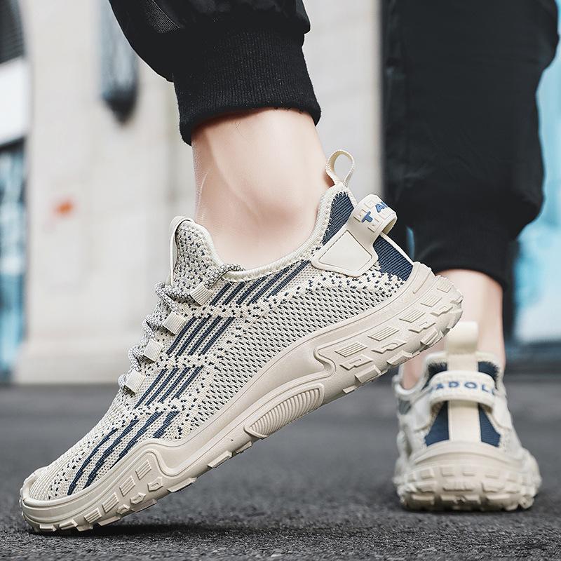 Men's shoes summer breathable mesh fly-woven soft-soled tide shoes simple and light sports and leisure commuting non-slip thin tide shoes