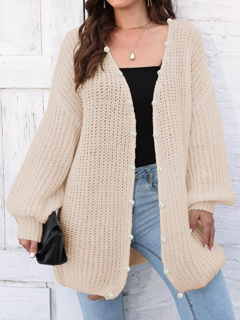 Women's thick coat European, American autumn and winter new coarse needle knitting sweater cardigan loose lazy style casual sweater