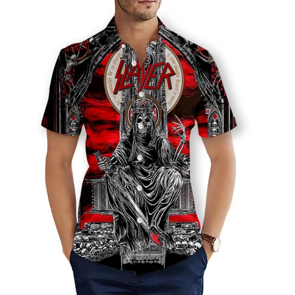 CAVVING Stampa 3D BAND SLAYER Camicie Casual alla Moda da Uomo/Donna Maniche Corte Ampie Traspiranti T01