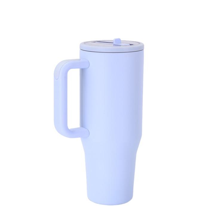 Custom Logo 40oz Stainless Steel Vacuum Insulated Travel Car Beer Coffee Mug Cup Double Walled Tumbler With Flip Straw Handle