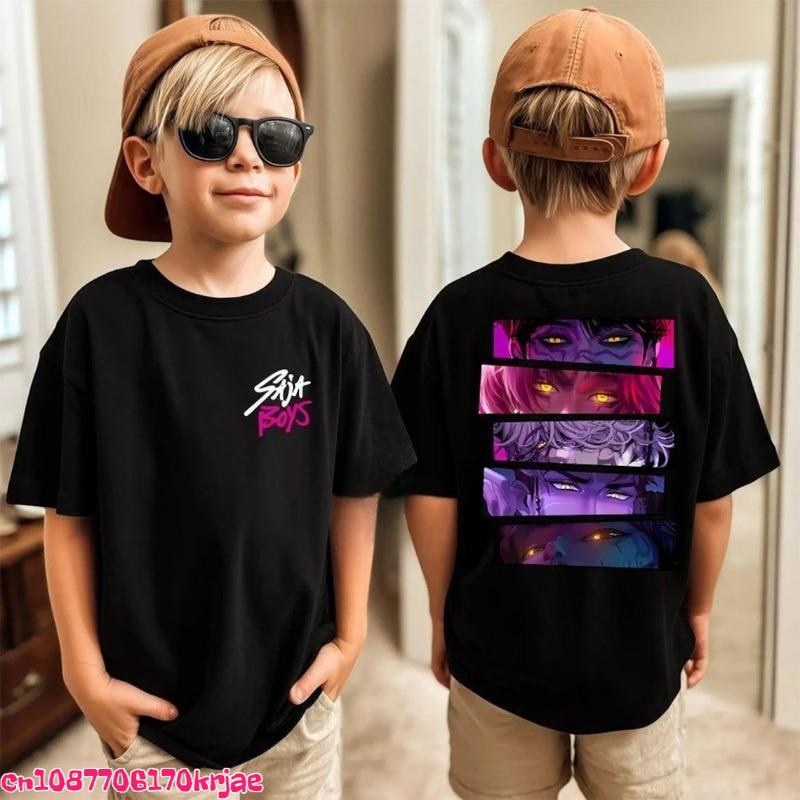 Hot Kpop Demon Hunters Children's T Shirt Short Sleeve Boys Kdis T-shirt Cute Kpop Demon Hunters Harajuku Tshirt for Boys Girls