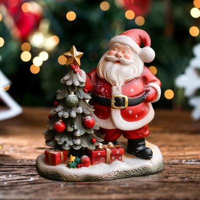 New Christmas Resin Decorative Items Featuring Santa Claus and Christmas Tree for Home Desktop Decoration