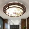 Chinese round ceiling lamp bedroom study living room antique classical LED solid wood light YHJ40608