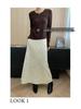 Sinan Retro High-Waist Luminous Velvet A-Line Skirt with Gold Snowflake Design