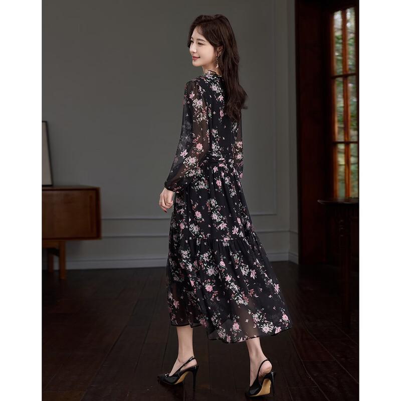 Demana Romantic Chapter V-Neck Printed Puff Sleeve A-Line Dress