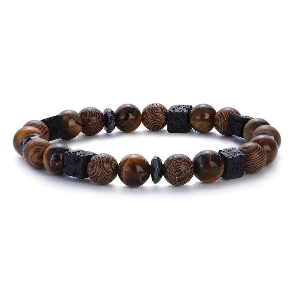 Natural Wood Beads Bracelet Women Men Yoga Meditation Prayer Om Pendant Wooden Jewelry Classic Sliver