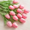 10Pcs Artificial Tulips Flowers, Red Real Touch Fake Tulips for Valentine's Day Mother's Day Home Kitchen Wedding Decor and New Year Decor