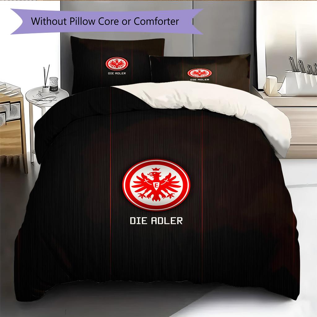 Black‑Red Eintracht Frankfurt Pattern Bedding Quilt Set Home Decoration Gift (1 * duvet cover + 2 * pillowcase without core).xwn