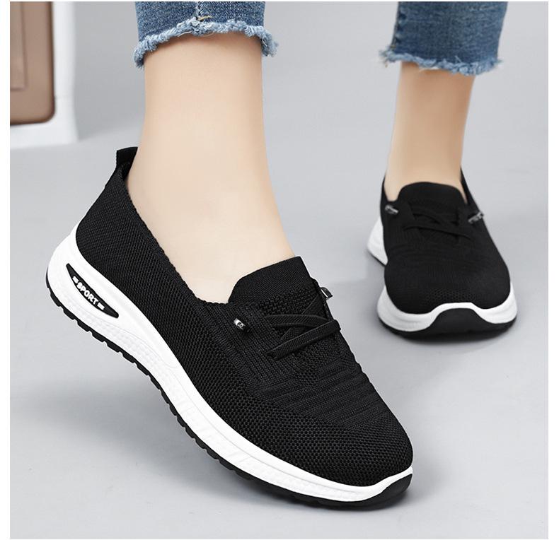 Women's Versatile Fly-knit Lace-up Casual Shoes - Breathable, Lightweight, Soft Sole Mesh Design