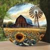D Flat With God All Things are Possible Sunflower  Floral Round Tin Sign Christian Metal Wall Art for Religious Home Decor