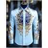 Men's Luxury Long Sleeved Shirt, Baroque Gold Floral 3D Printed Shirt, Casual and Comfortable, Men's Formal Dress Shirt