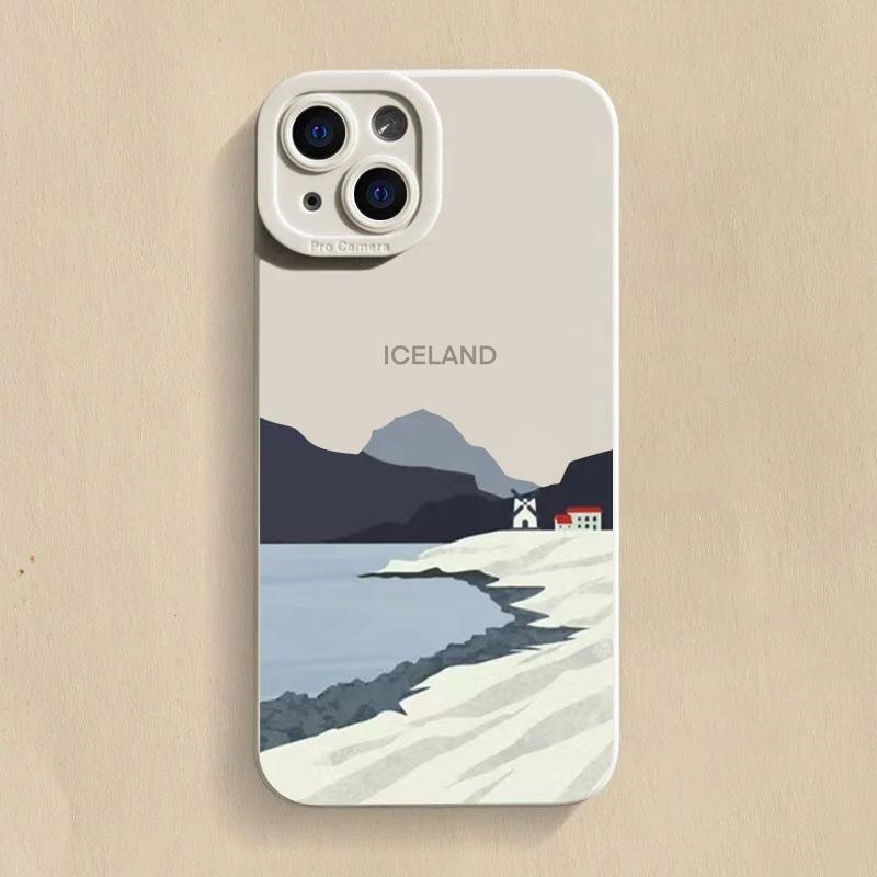 Simple Oil Painting Road Sign Silicone Phone Case For iPhone 16 15 14 13 12 11 Pro Max XS XR 7 8 Plus SE Shockproof Soft Cover