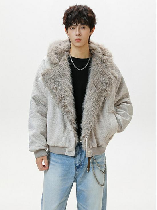 Men's Trendy Mountain Eagle Winter PU Leather Cotton Jacket - Thick, Warm Outerwear for Couples