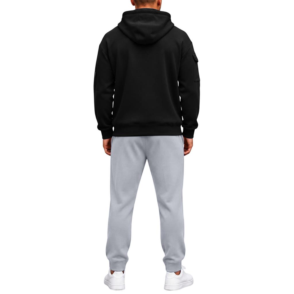 Men's Athletic Full Zip Hoodie and Black Pants Casual Track Suit 2 Piece Set
