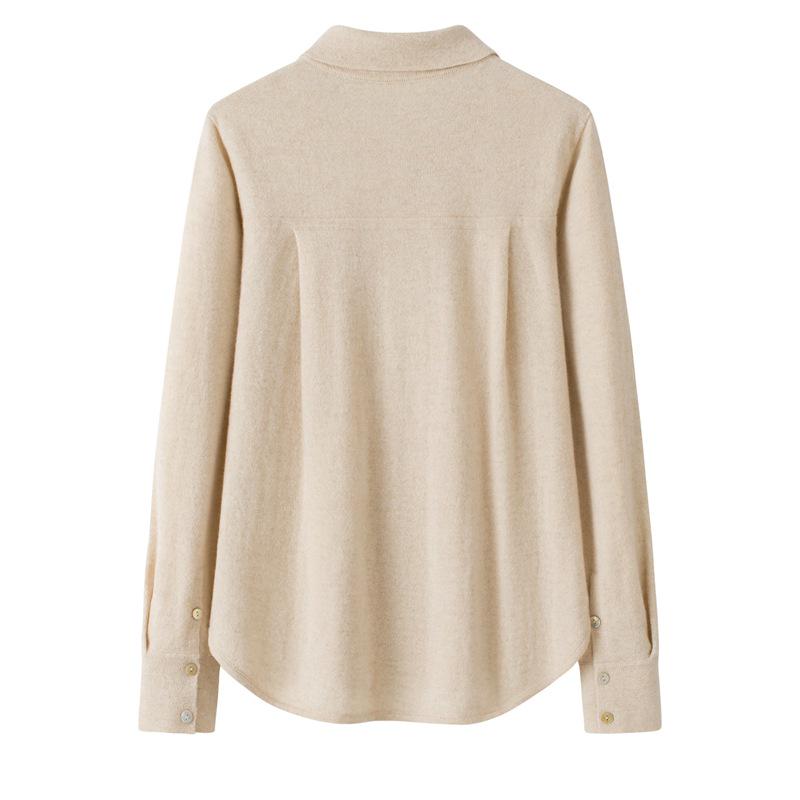 Uvolněný polokošilový límec 100% čistý kašmírový kardigan - Svetr střední délky