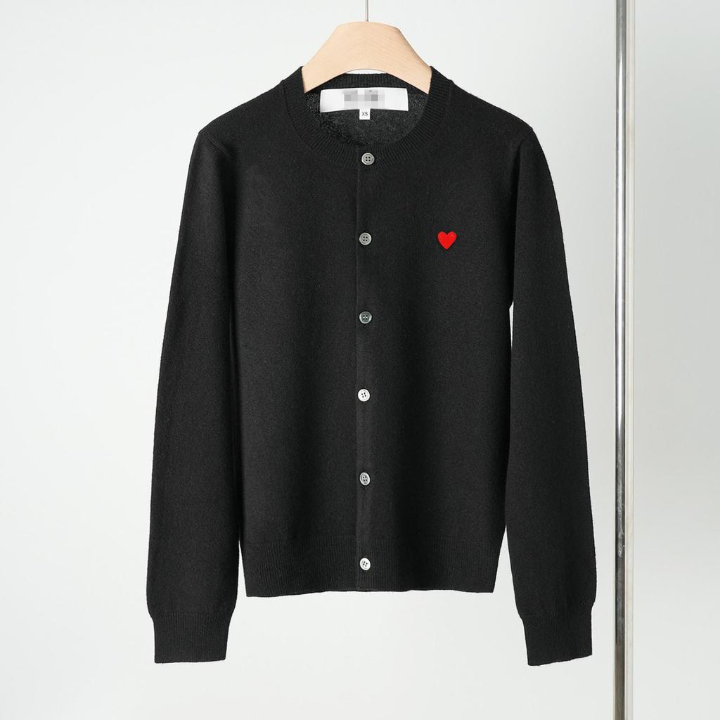 Japanese Heart Couple Cardigan - Red Heart Round Neck Wool Sweater